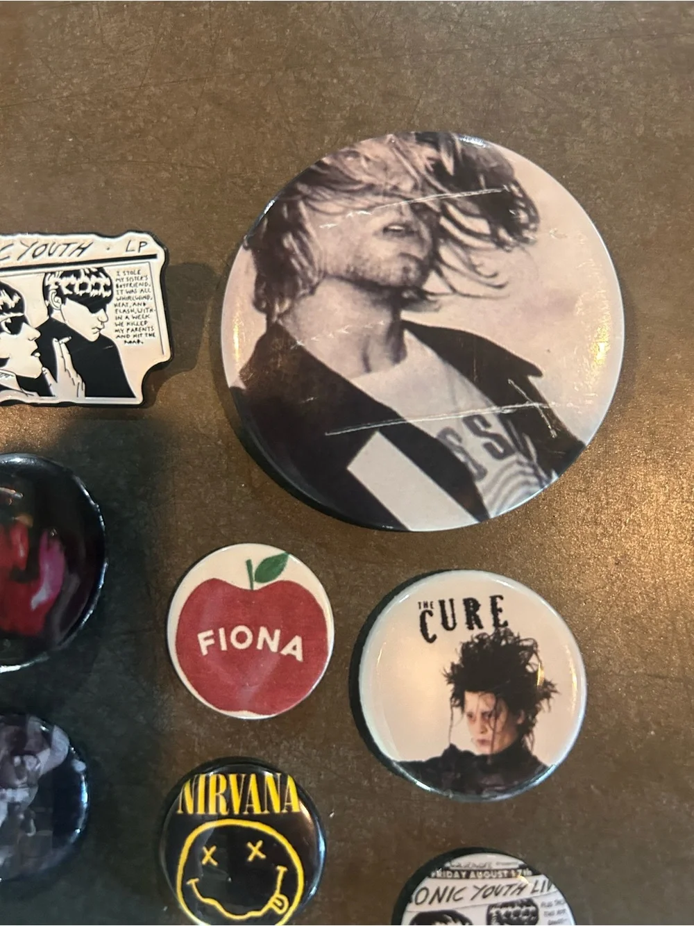 Lot of 11 Alt Rock Pins & Buttons Nirvana Kurt Cobain The Cure Sonic Youth